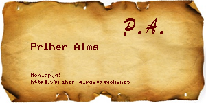 Priher Alma névjegykártya